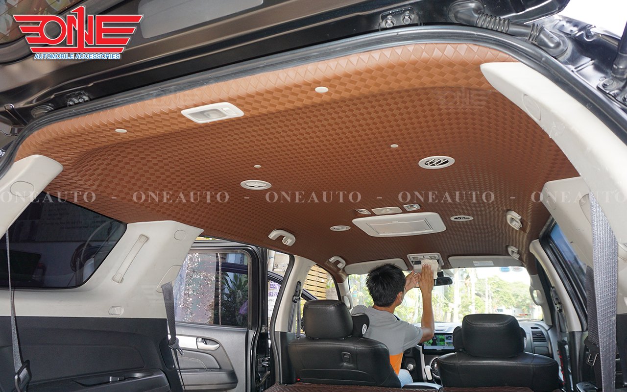 Bọc trần ô tô Isuzu Mu-x chất liệu da ép hoạ tiết mới nhất !
