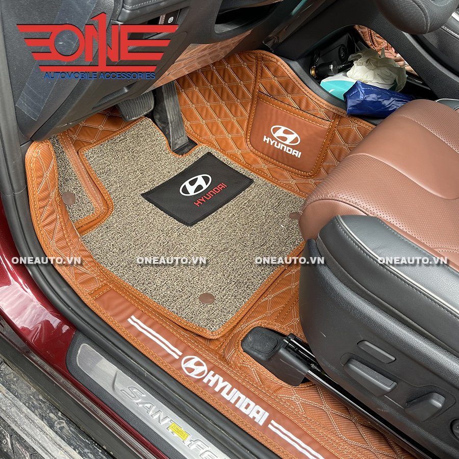 Thảm lót sàn ô tô 8D Hyundai SantaFe FULL viền cửa