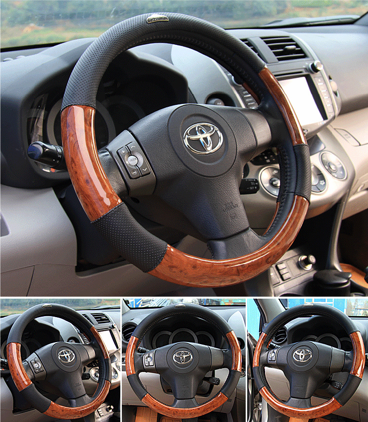 Bọc vô lăng da cao cấp-giả gỗ