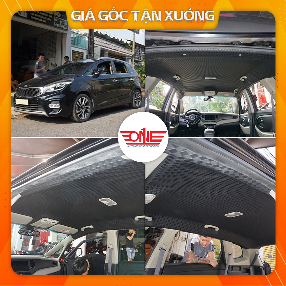 Bọc trần ô tô KIA Rondo chất liệu da vân ép mới nhất !