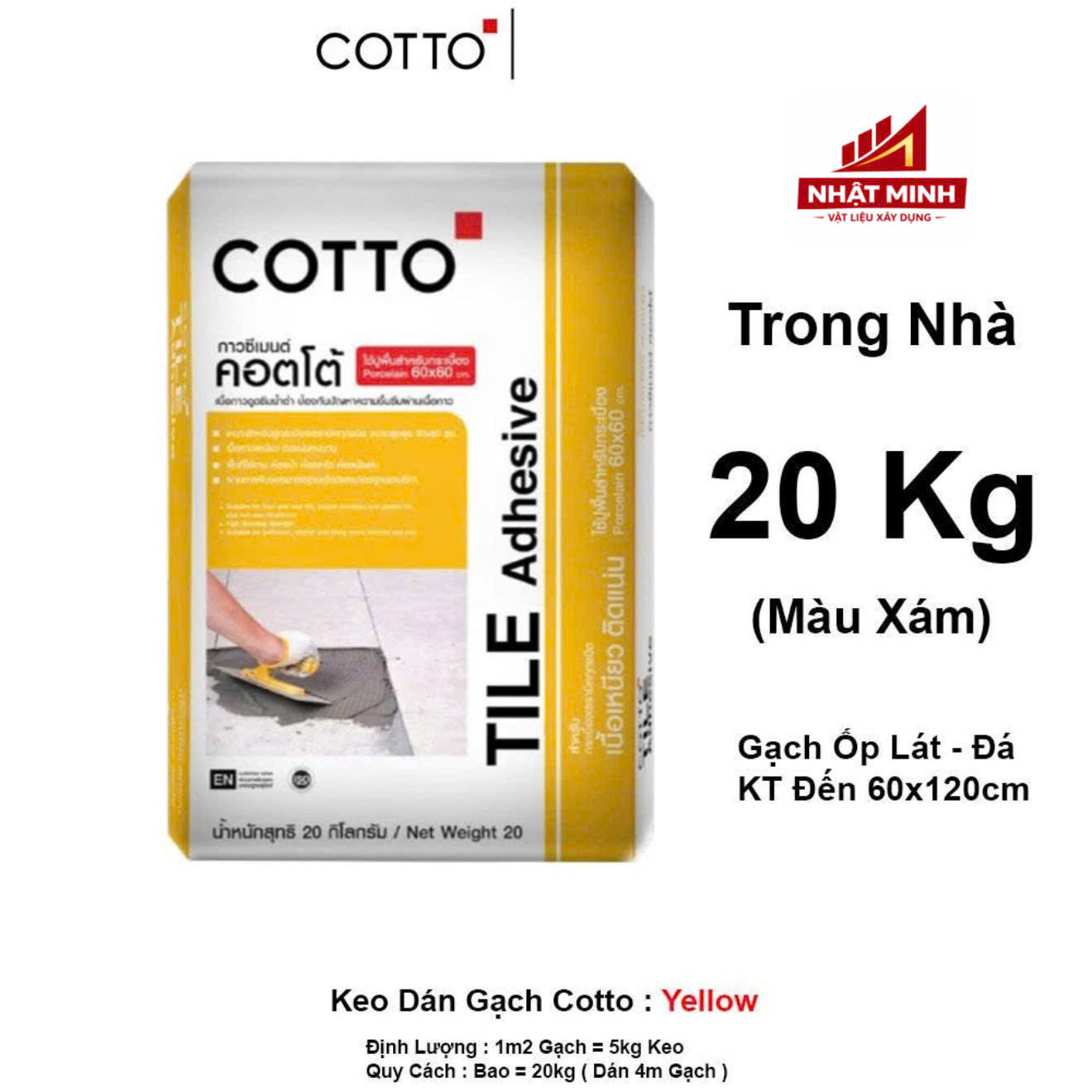 KEO DÁN GẠCH NHẬP KHẨU THÁI LAN COTTO (VÀNG)