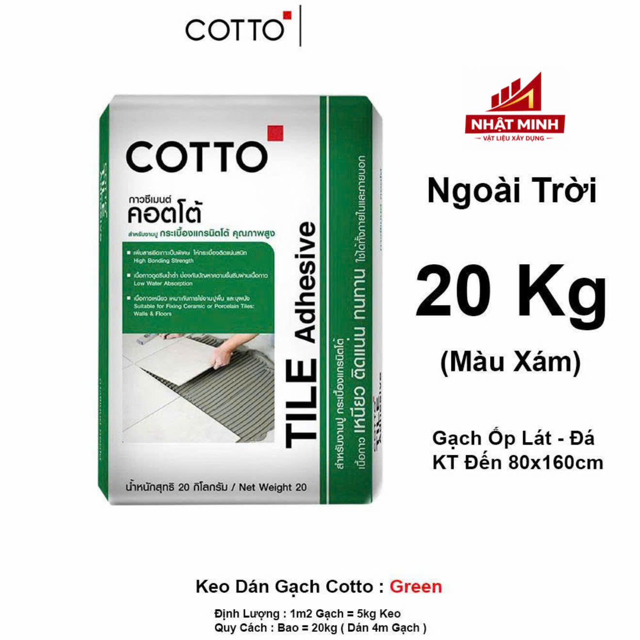KEO DÁN GẠCH NHẬP KHẨU THÁI LAN COTTO XANH (GREEN)