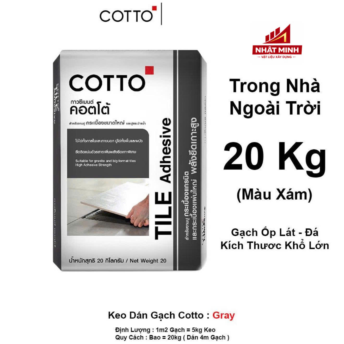 KEO DÁN GẠCH NHẬP KHẨU THÁI LAN COTTO (XÁM)