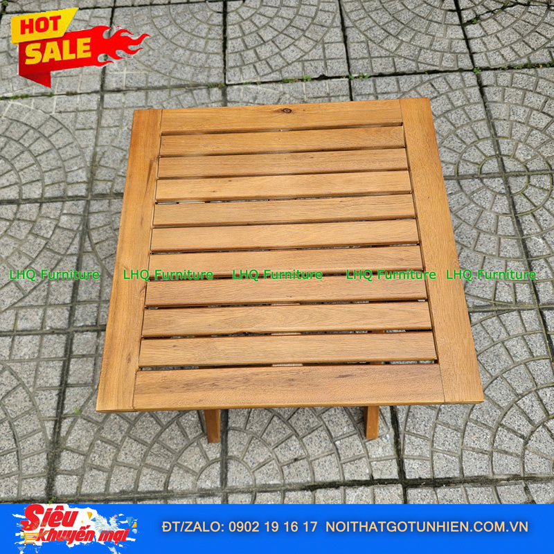 Bàn Cafe Xếp Gọn Gỗ Tràm Tự Nhiên 40x40x40cm – Chắc Chắn, Bền Đẹp, Giá Rẻ Tại Nội Thất LHQ