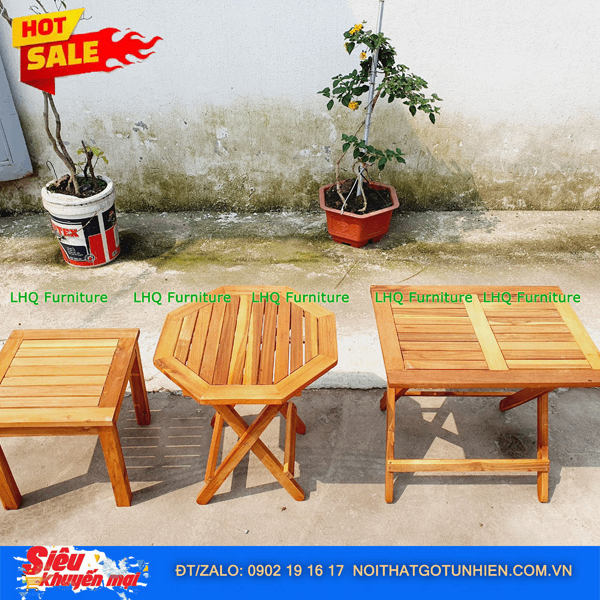 Bộ Sưu Tập Bàn Cafe Gỗ Tràm – Bát Giác, Vuông 50, Vuông 40, Chữ Nhật 40x60 – Đa Dạng Cho Quán Vỉa Hè & Ban Công