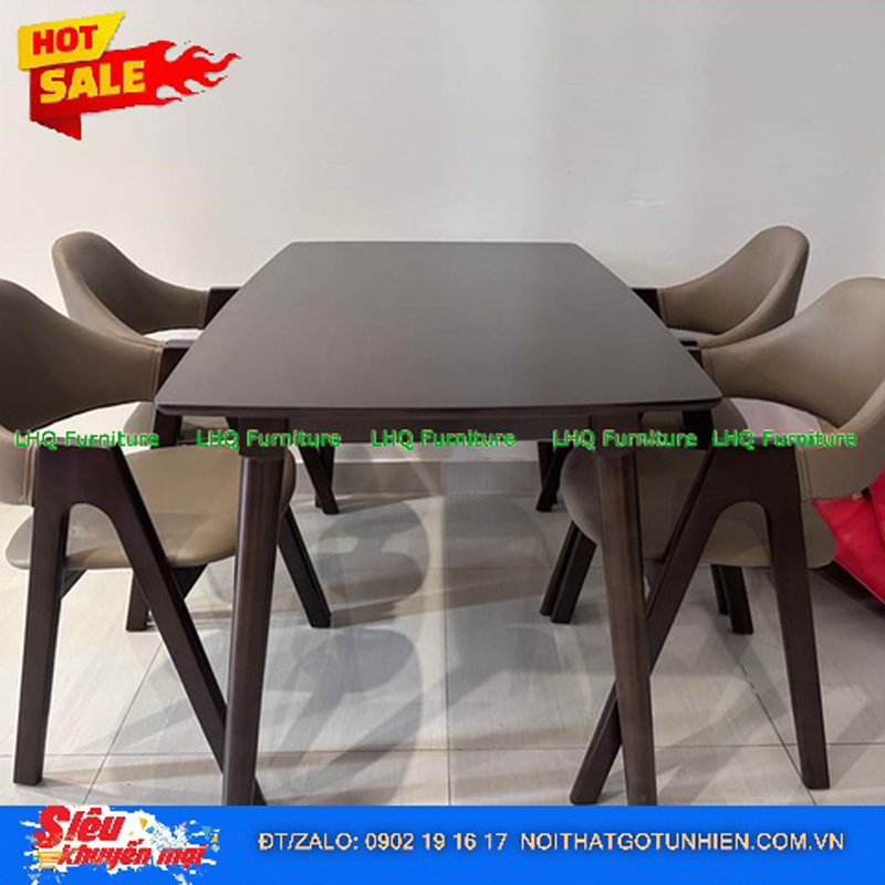 Bộ bàn ăn 1m2 gỗ 4 ghế chữ A – Thiết kế độc đáo, chắc chắn, sang trọng