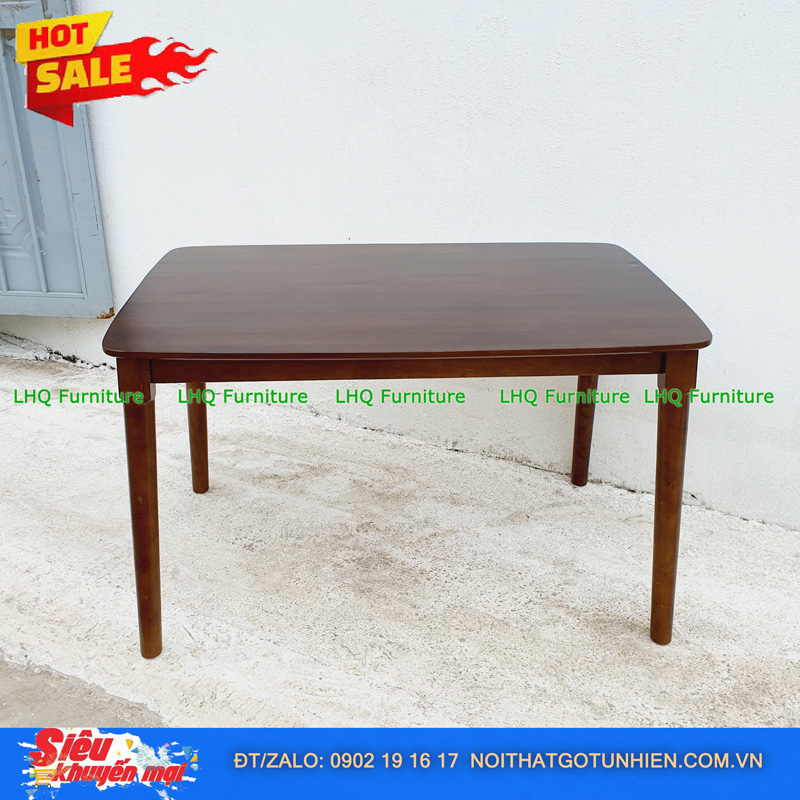 Bộ bàn 4 ghế chữ A bàn 1m2 giả đá Walnut – Sang trọng, hiện đại, dễ vệ sinh