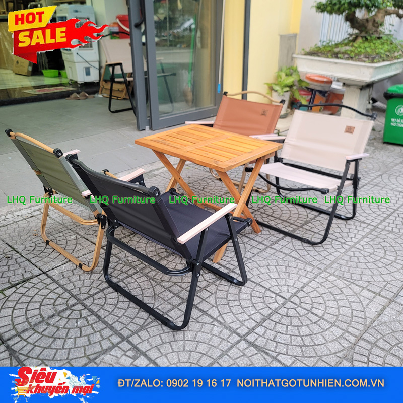 Bộ Bàn Chữ Nhật 40x60 + 4 Ghế Camping – Gọn Nhẹ, Bền Đẹp, Giá Tốt