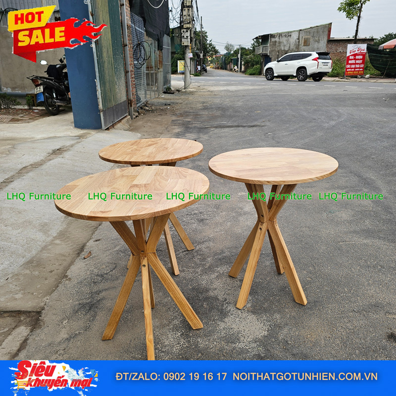 Bàn Chụm 60cm Mặt Tròn + 2 Ghế Obama – Màu Tự Nhiên & Walnut – Giá chỉ 1.660.000đ