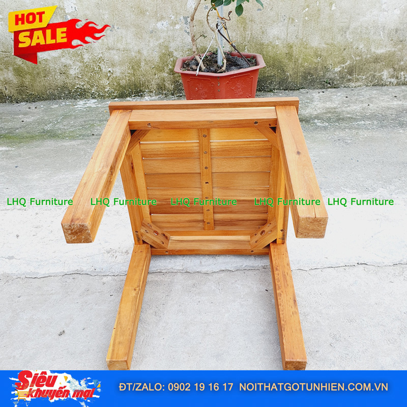 Bàn Cafe Gỗ Tràm Vuông 40 – Kích Thước 40x40x45cm, Chân Tháo Rời, Phối Hợp Mọi Loại Ghế