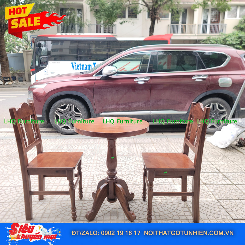 Bộ Bàn Ghế Cafe Gỗ Tự Nhiên – Giá Ưu Đãi 1.500.000đ Tại LHQ