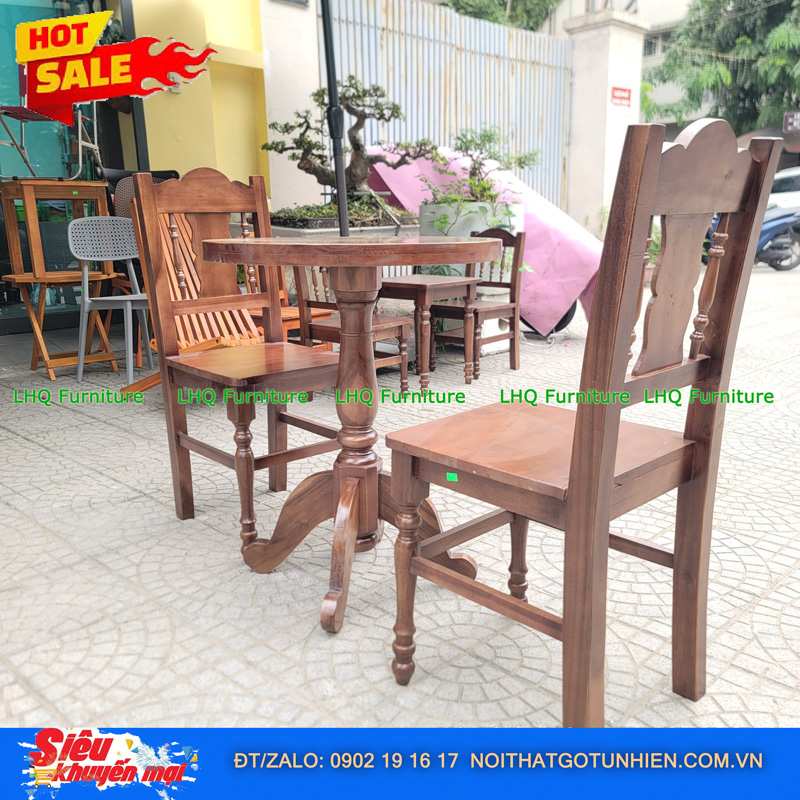 Bộ Bàn Ghế Cafe Gỗ Tự Nhiên – Giá Ưu Đãi 1.500.000đ Tại LHQ