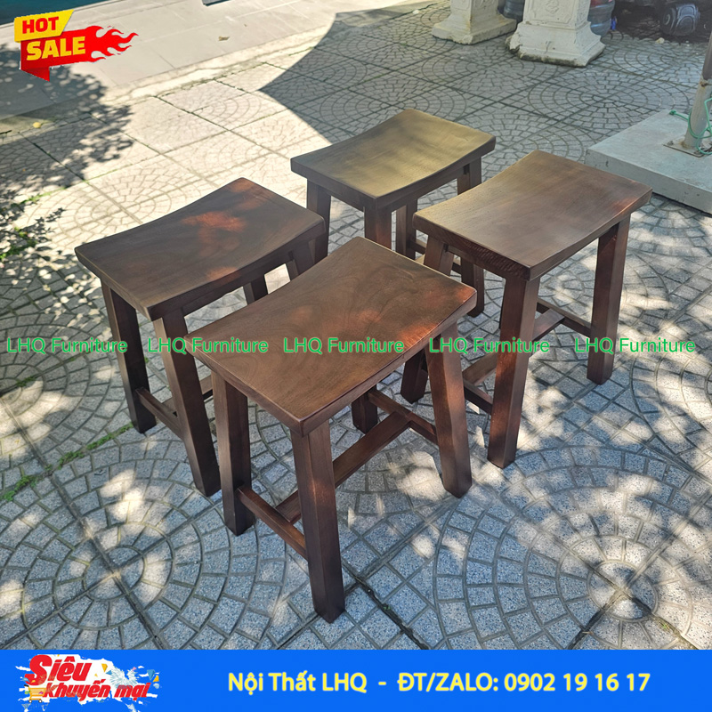 Ghế Đôn Vintage – Giằng Ngang Dọc Vuông Vắn, Chắc Chắn, Đẹp Tinh Tế