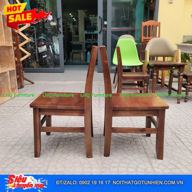 Ghế Cafe Phong Cách Vintage Gỗ Tự Nhiên Lưng Chữ X – Điểm Nhấn Sang Trọng