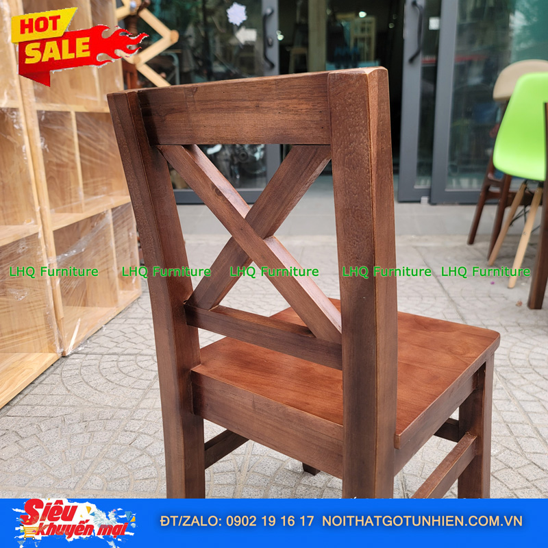 Ghế Cafe Phong Cách Vintage Gỗ Tự Nhiên Lưng Chữ X – Điểm Nhấn Sang Trọng