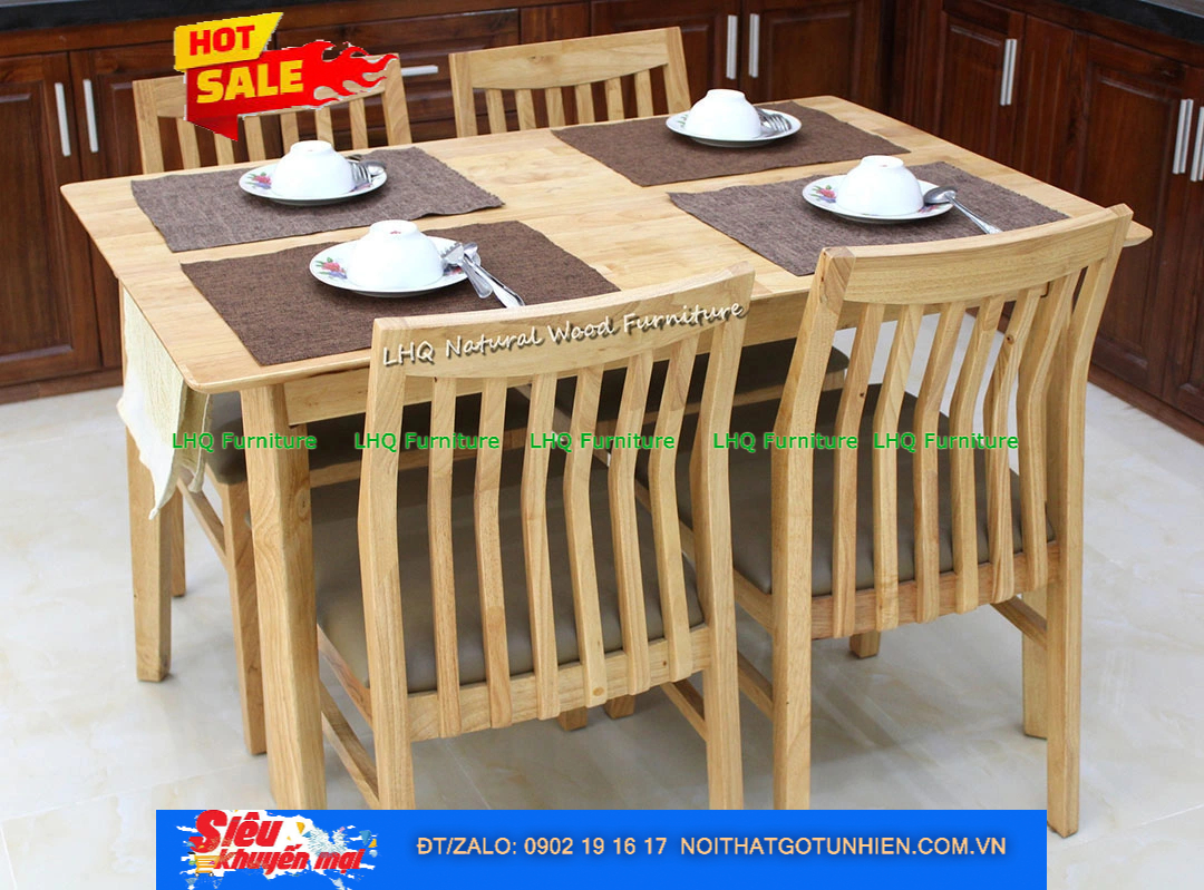 Bộ bàn ăn 1m2 gỗ 4 ghế Bingo – Hiện đại, trẻ trung, bền đẹp cho không gian gia đình
