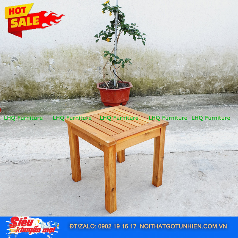 Bàn Cafe Gỗ Tràm Vuông 40 – Kích Thước 40x40x45cm, Chân Tháo Rời, Phối Hợp Mọi Loại Ghế