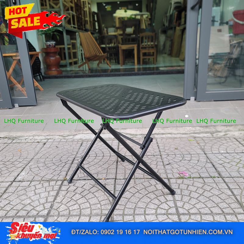 Bàn Cafe Xếp Gọn Khung Sắt – Kích Thước Vàng 40x60x51cm Cho Mọi Không Gian