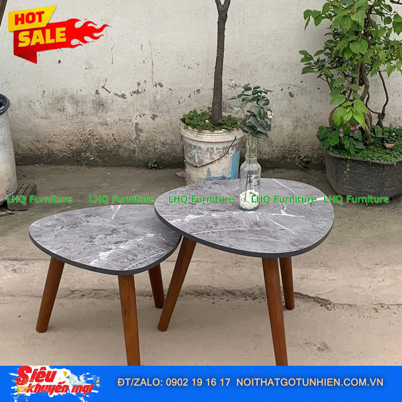 Bàn DIY Chân Gỗ Cao Su Màu Walnut – Mặt Hình Tim Độc Đáo, Hiện Đại Và Tiện Dụng