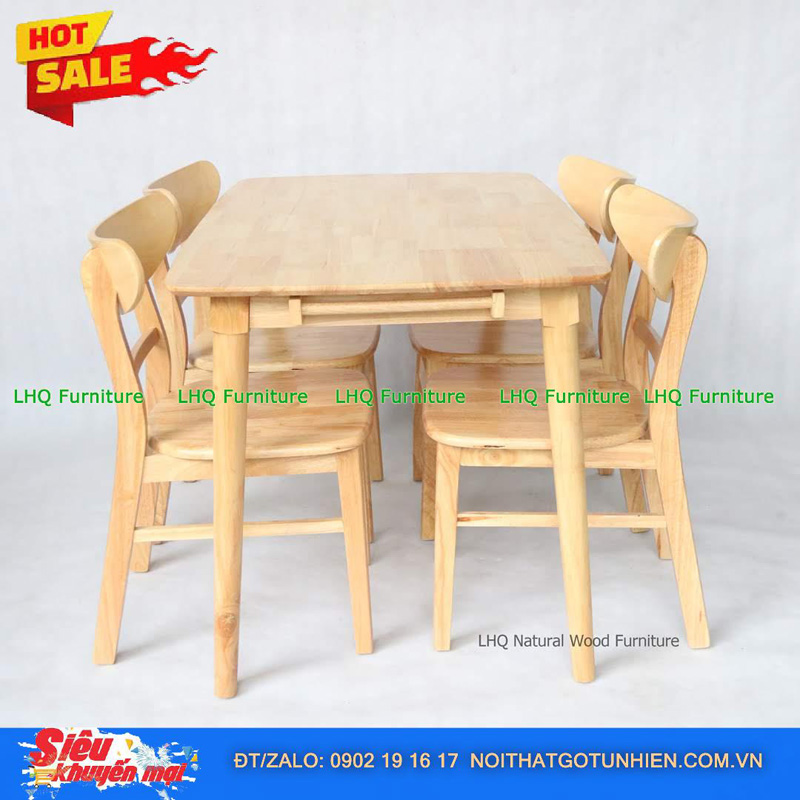 Bộ bàn ăn gỗ 1m2 4 ghế Mango mặt gỗ – Nguyên bản tự nhiên, bền đẹp, tinh tế