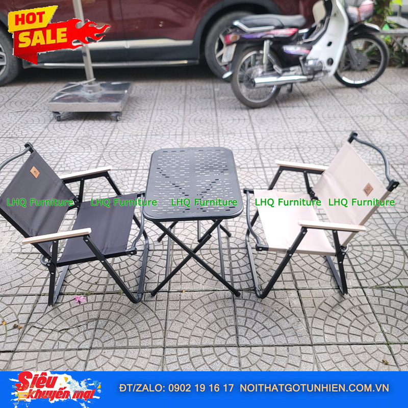 Bộ Bàn Chữ Nhật 40x60x50cm + 2 Ghế Camping – Giá Rẻ, Gọn Nhẹ, Bền Đẹp