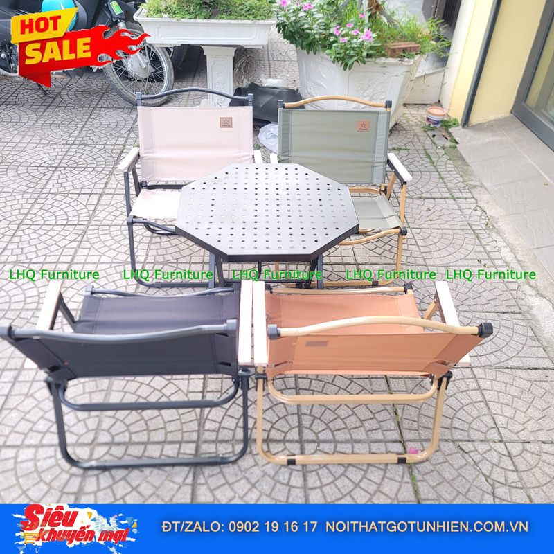 Bộ Bàn Bát Giác Sắt + 4 Ghế Camping Màu Worldcup 2026 – Siêu Phẩm Cho Mùa Bóng Đá
