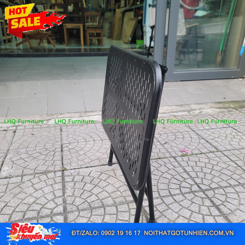 Bàn Cafe Xếp Gọn Khung Sắt – Kích Thước Vàng 40x60x51cm Cho Mọi Không Gian