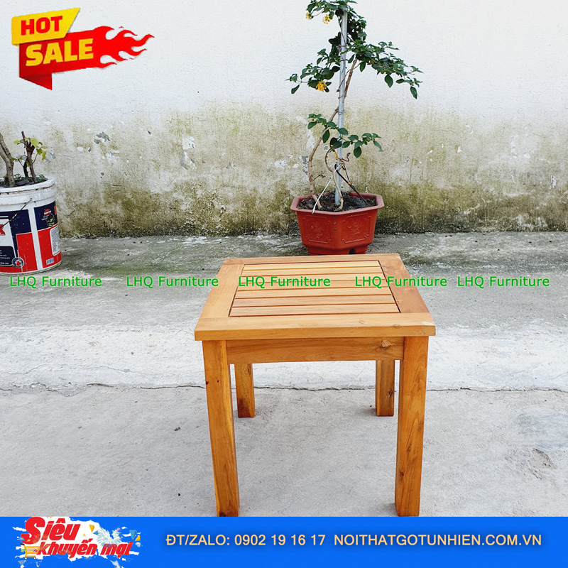 Bàn Cafe Gỗ Tràm Vuông 40 – Kích Thước 40x40x45cm, Chân Tháo Rời, Phối Hợp Mọi Loại Ghế