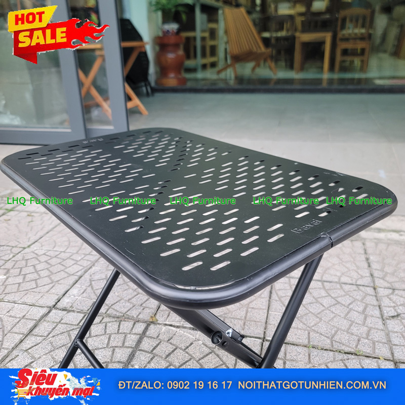 Bàn Cafe Xếp Gọn Khung Sắt – Kích Thước Vàng 40x60x51cm Cho Mọi Không Gian