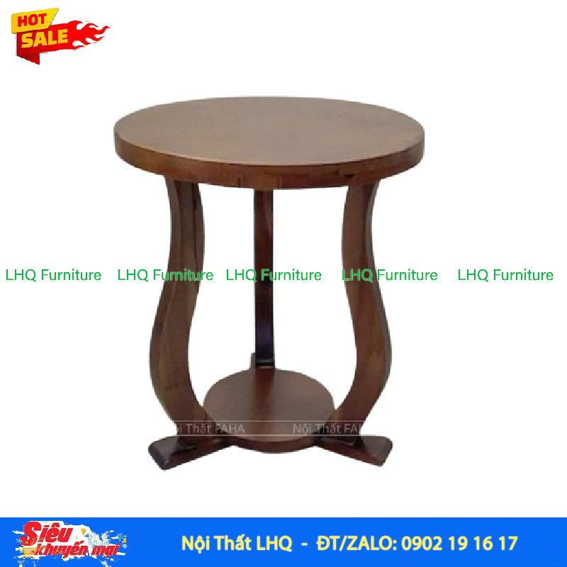 Bàn Vintage Mặt Tròn 50 – Ba Chân Cong Mềm, Ba Đế Vững Chắc, Đẹp Từ Mọi Góc Nhìn