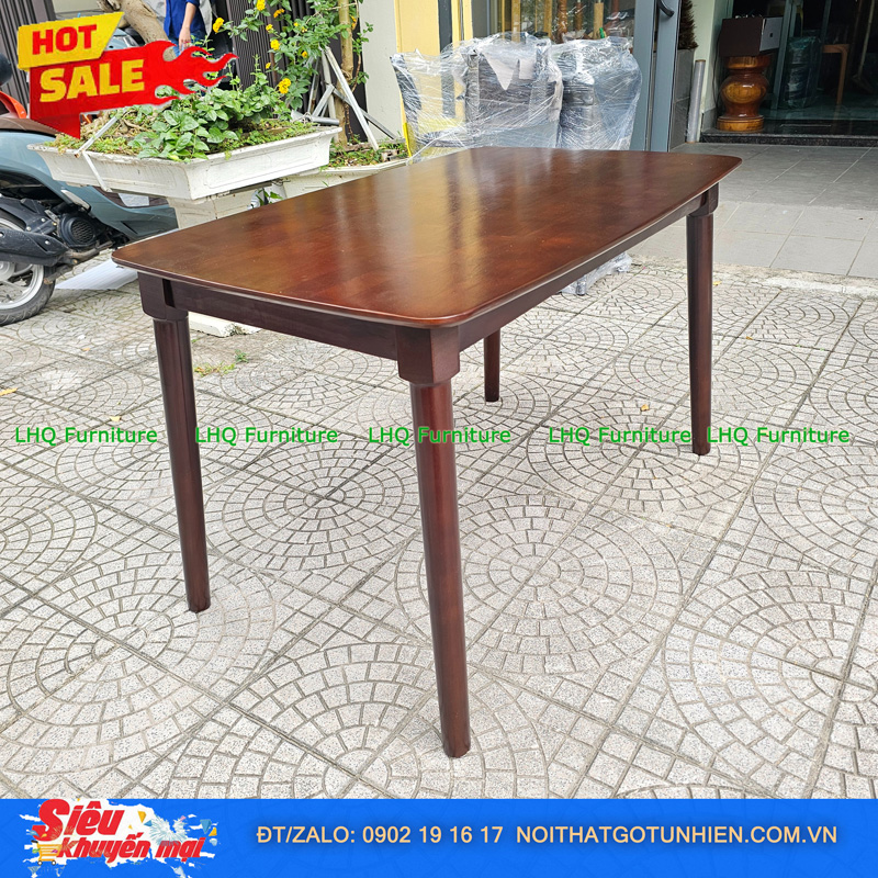 🔥 Siêu sale – Bộ bàn ăn 6 ghế Mango mặt gỗ, bàn 1m6 gỗ cao su tự nhiên sơn màu walnut – Giá chỉ 4.100.000đ