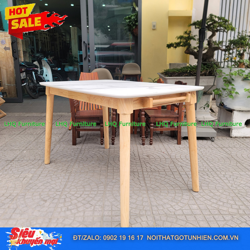 Bộ bàn ăn 4 ghế Butter mặt gỗ bàn giả đá 1m2 – Giá tốt