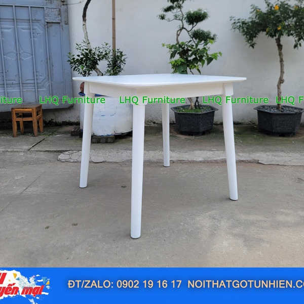 Bàn Vuông 80cm + 2 Ghế Cabin – Màu Trắng & Tự Nhiên – Giá chỉ 1.550.000đ