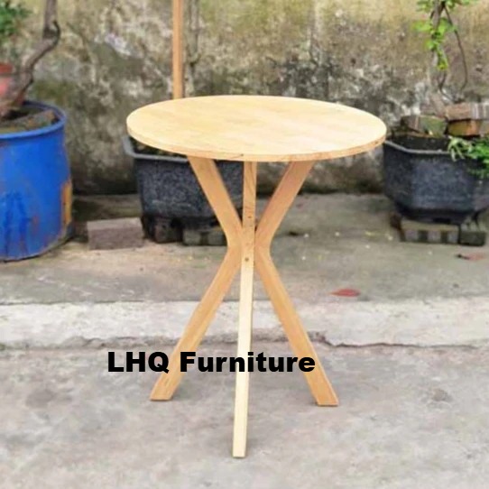 Bộ bàn 4 ghế Cabin bàn chân chụm tròn 60cm – Màu gỗ tự nhiên – Ghế nệm êm ái