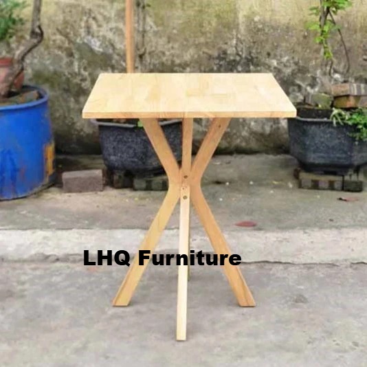 Bộ bàn 4 ghế Cabin bàn chân chụm tròn 60cm – Màu gỗ tự nhiên – Ghế nệm êm ái