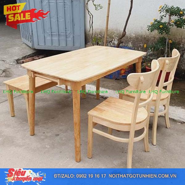 Bộ bàn 1m2 2 ghế Panda + 1 bench mặt gỗ – Giải pháp cho không gian nhỏ