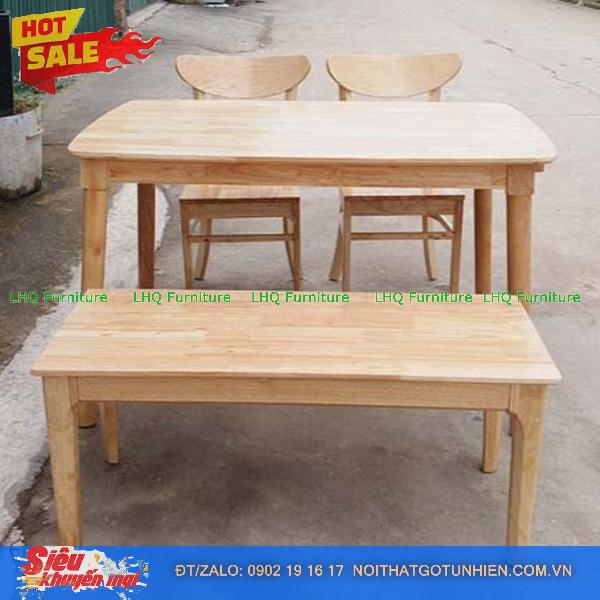 Bộ bàn 1m2 2 ghế Panda + 1 bench mặt gỗ – Giải pháp cho không gian nhỏ