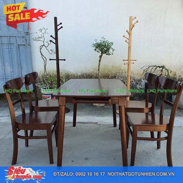 Bộ bàn ăn 1m2 gỗ 4 ghế Panda – Màu Walnut và màu tự nhiên