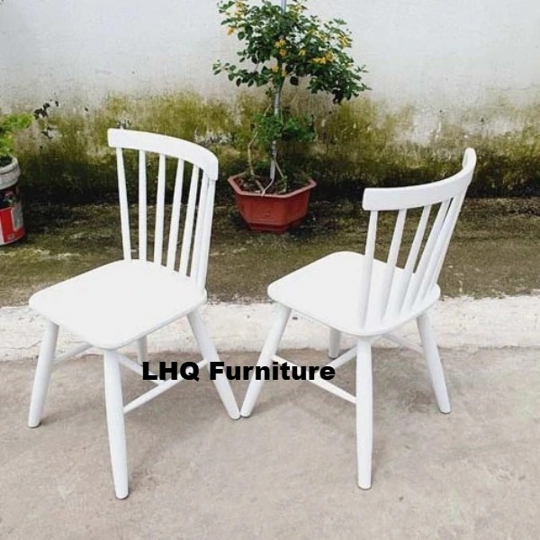 Bộ Bàn Ăn 2 Ghế Song Tiện – Bàn Vuông 80, Sơn Trắng, Gỗ Cao Su – Chân Tháo Ráp Tiện Vận Chuyển