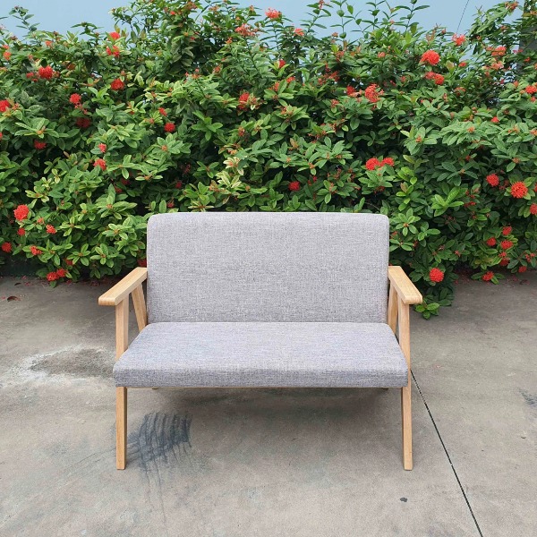 Ghế sofa đôi, Tay dẹt ấn tượng, Gỗ cao su, Tháo ráp nhanh