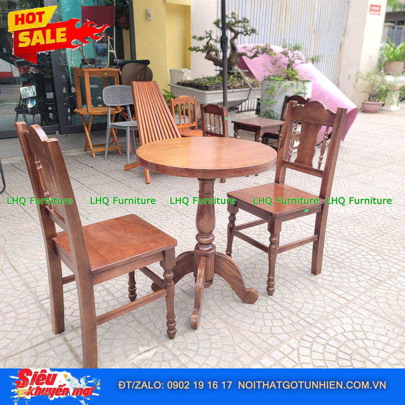 Bộ Bàn Ghế Cafe Gỗ Tự Nhiên – Giá Ưu Đãi 1.500.000đ Tại LHQ