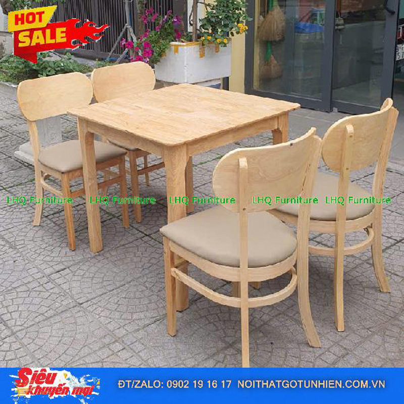 Bộ bàn Butter 4 ghế, bàn vuông 80cm – Tối ưu diện tích | LHQ Furniture