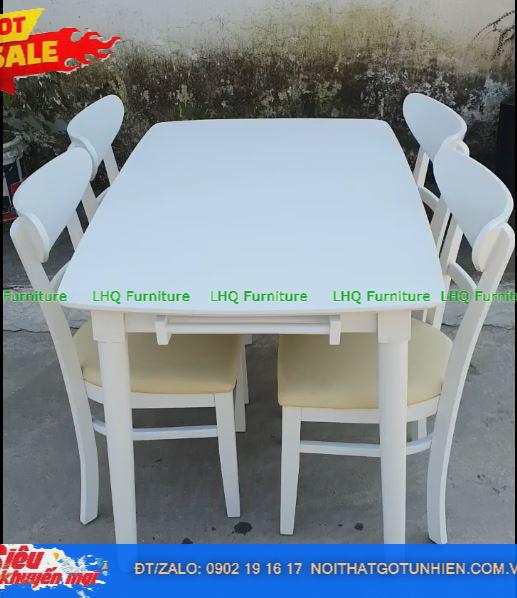 Bộ bàn 1m2 – 4 ghế Panda: Sang trọng, tiện nghi – Đủ 3 màu nâu óc chó, tự nhiên, trắng