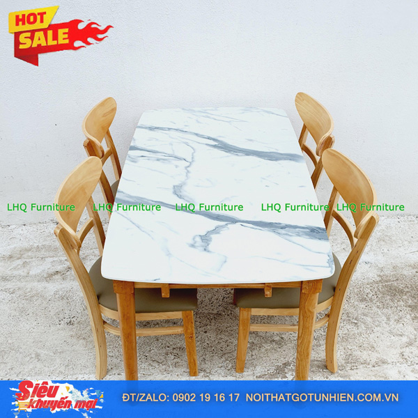 Bộ bàn 1m2 giả đá 4 ghế Panda – Sang trọng, êm ái, dễ vệ sinh