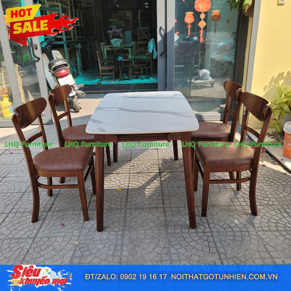 Bộ bàn 1m2 giả đá 4 ghế Panda – Sang trọng, êm ái, dễ vệ sinh