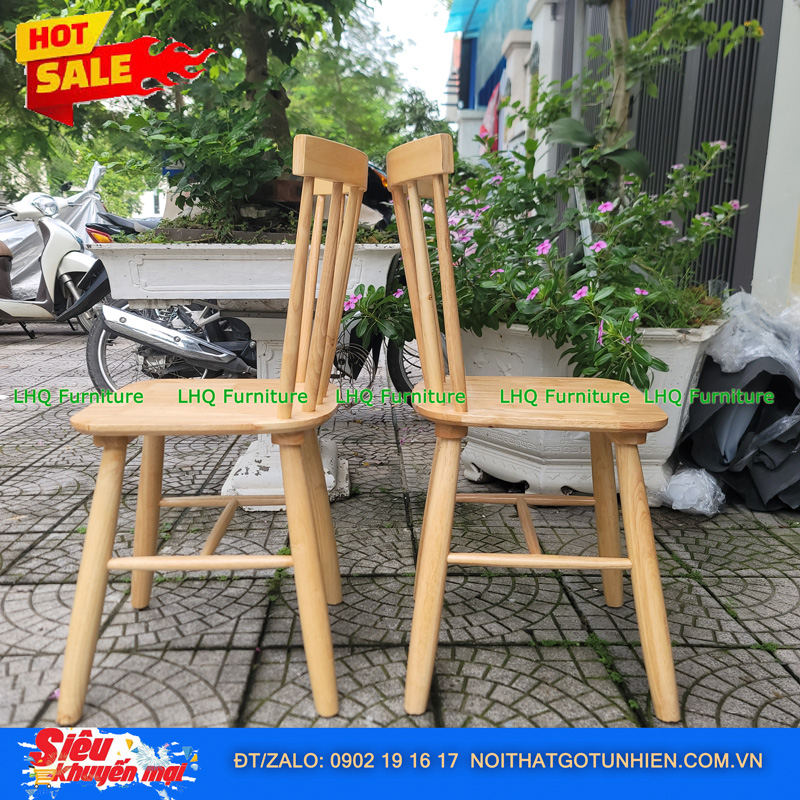 Bộ bàn ăn 6 ghế song tiện – ghế 7 nan sơn màu tự nhiên – Giá chỉ 3.850.000đ tại LHQ Furniture