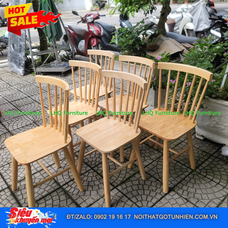 Bộ bàn ăn 6 ghế song tiện – ghế 7 nan sơn màu tự nhiên – Giá chỉ 3.850.000đ tại LHQ Furniture