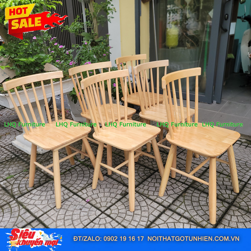 Bộ bàn ăn 4 ghế song tiện – 100% gỗ cao su tự nhiên – 3 màu lựa chọn: trắng, tự nhiên, walnut – Nội Thất LHQ