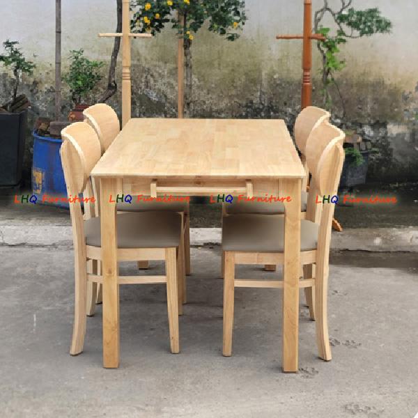 Bộ bàn ăn chân vuông 1m2 4 ghế Cabin Butter mặt nệm – Gỗ cao su tự nhiên, sang trọng