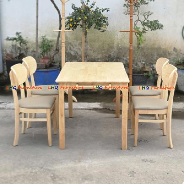 Bộ bàn ăn chân vuông 1m2 4 ghế Cabin Butter mặt nệm – Gỗ cao su tự nhiên, sang trọng